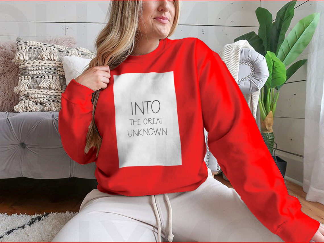 A cozy sweatshirt featuring a wild quote design, perfect for casual wear and adventures.