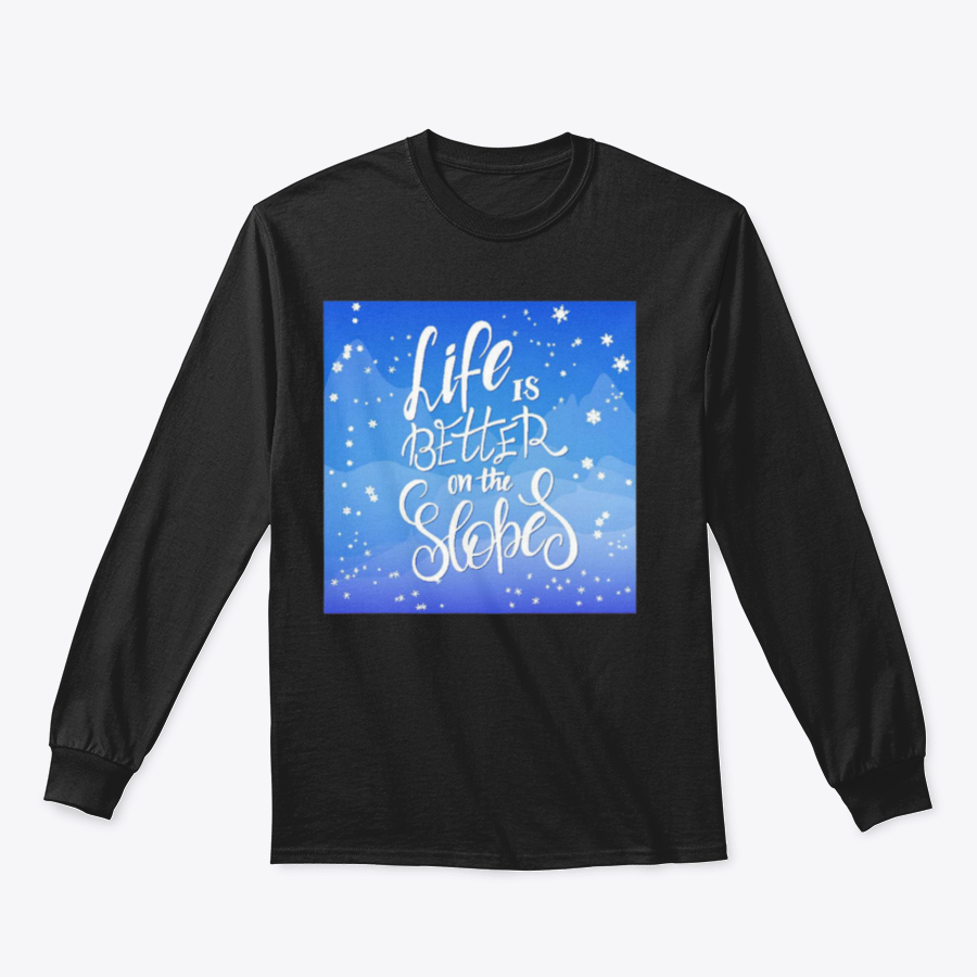 A cozy winter-themed t-shirt featuring snowflakes and a mountain flare design, perfect for chilly weather.