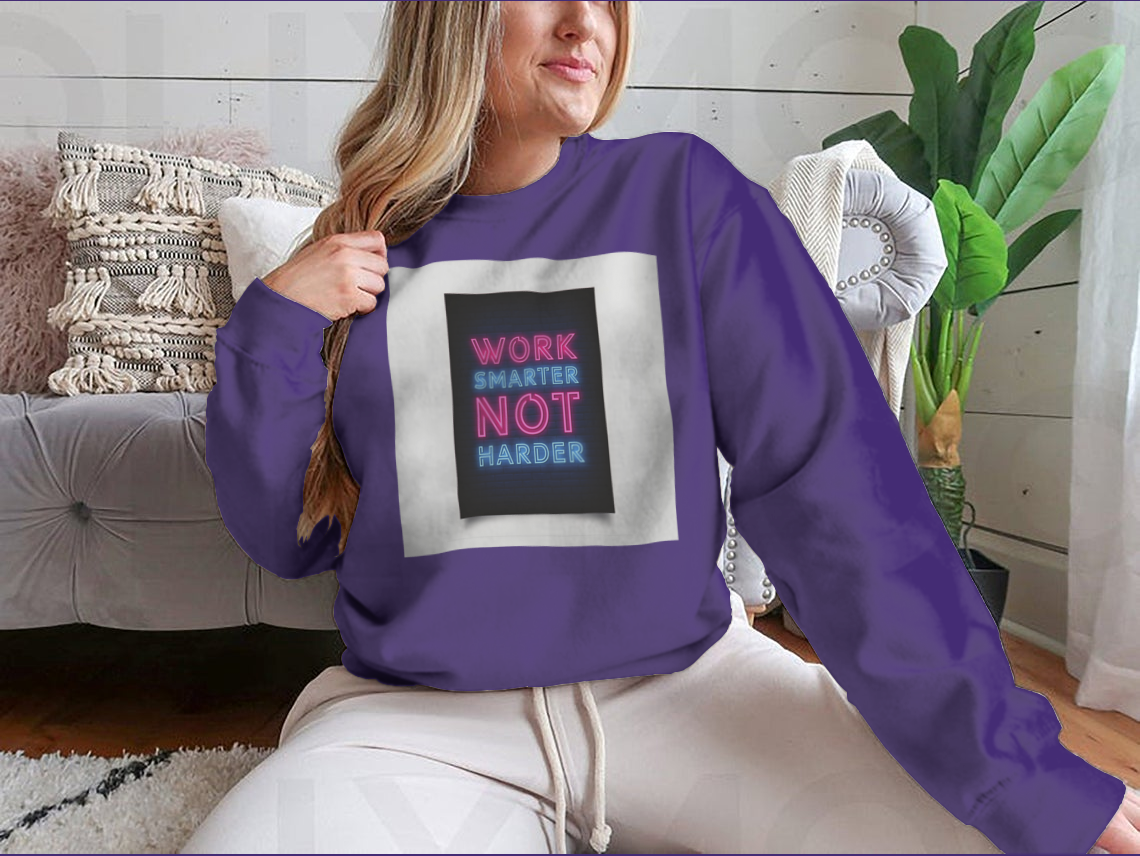 Neon-style motivational poster with the quote 'Work Smarter Not Harder' in vibrant colors, perfect for modern office decor.