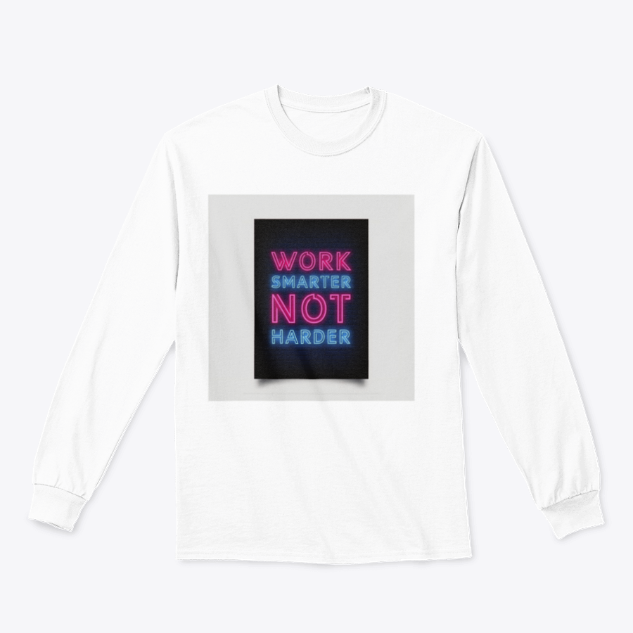 Neon-style motivational poster with the quote 'Work Smarter Not Harder' in vibrant colors, perfect for modern office decor.