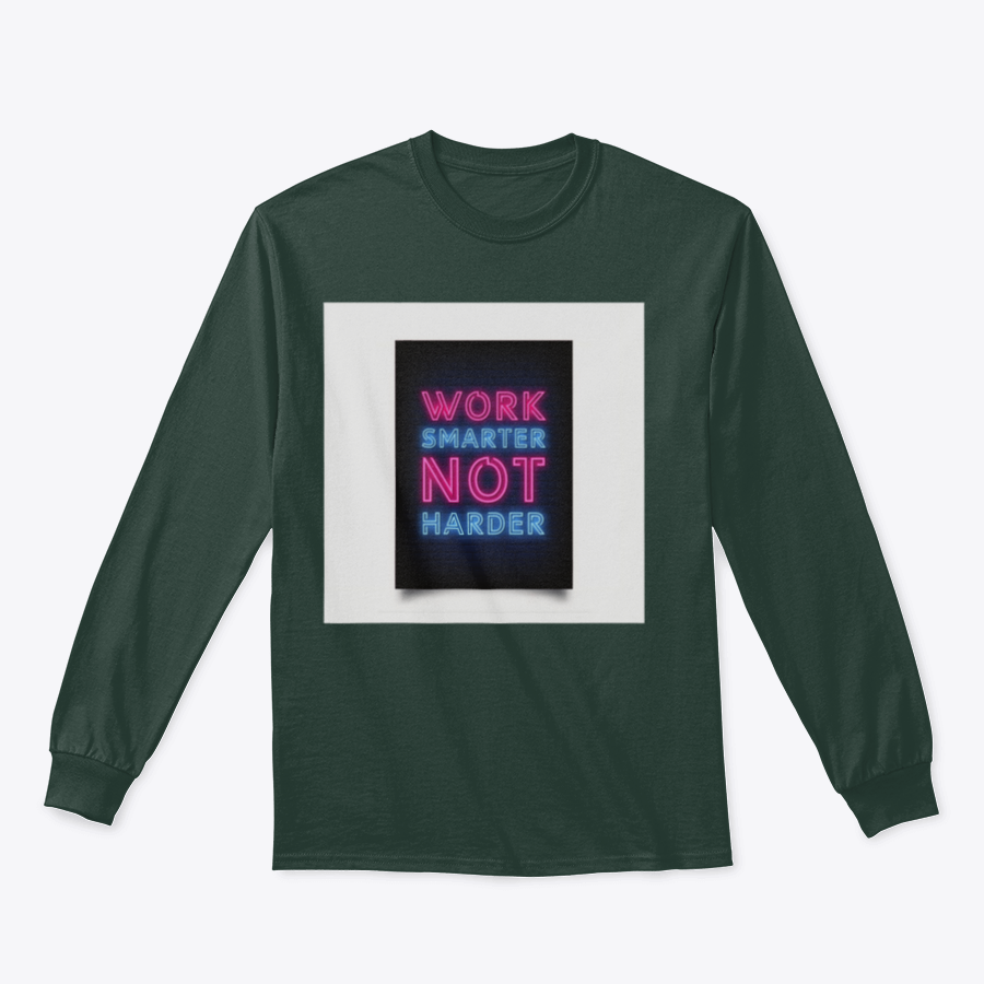 Neon-style motivational poster with the quote 'Work Smarter Not Harder' in vibrant colors, perfect for modern office decor.