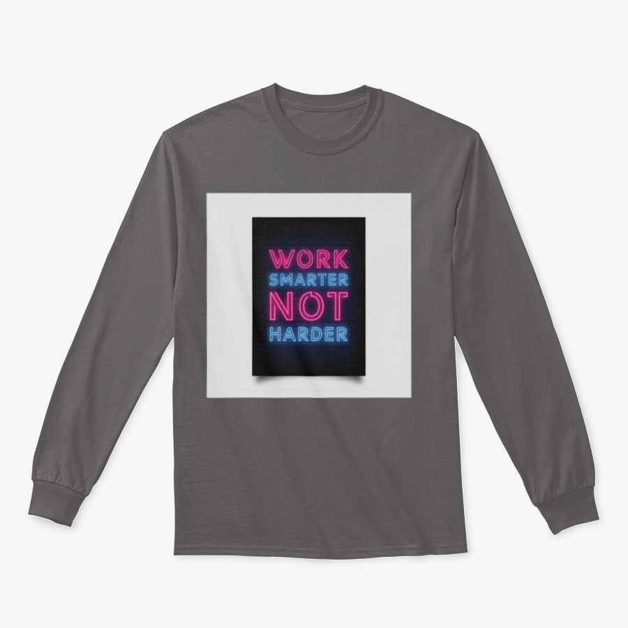 Neon-style motivational poster with the quote 'Work Smarter Not Harder' in vibrant colors, perfect for modern office decor.