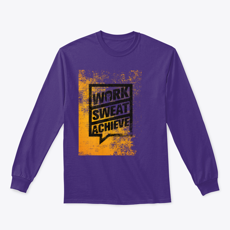 A stylish sweatshirt featuring the motivational phrase 'Work Sweat Achieve', made from a comfortable cotton/polyester blend.