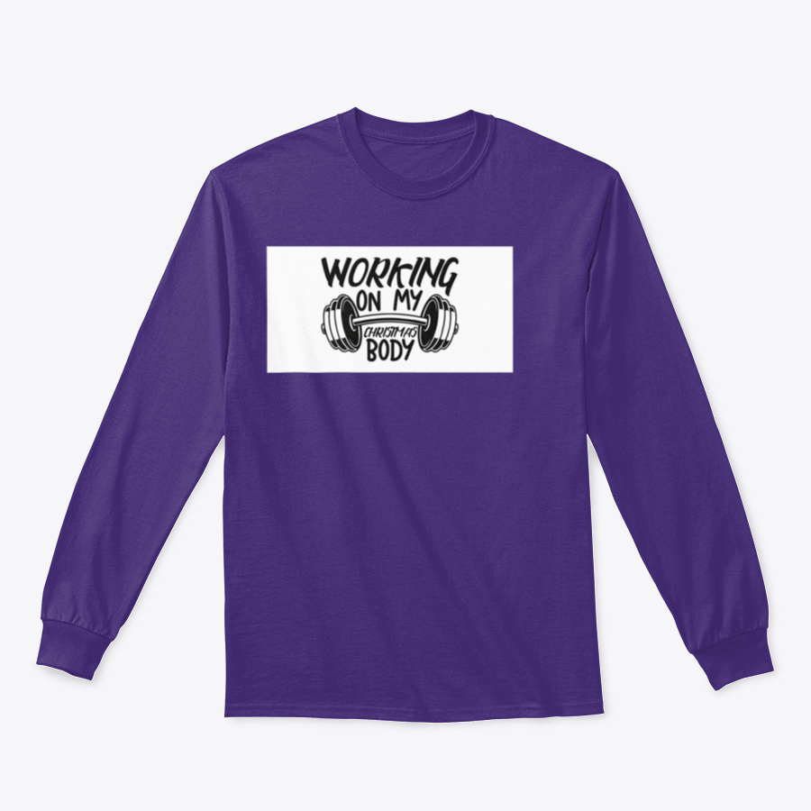A cozy sweatshirt featuring the phrase 'Working On My Christmas Body', perfect for holiday celebrations.