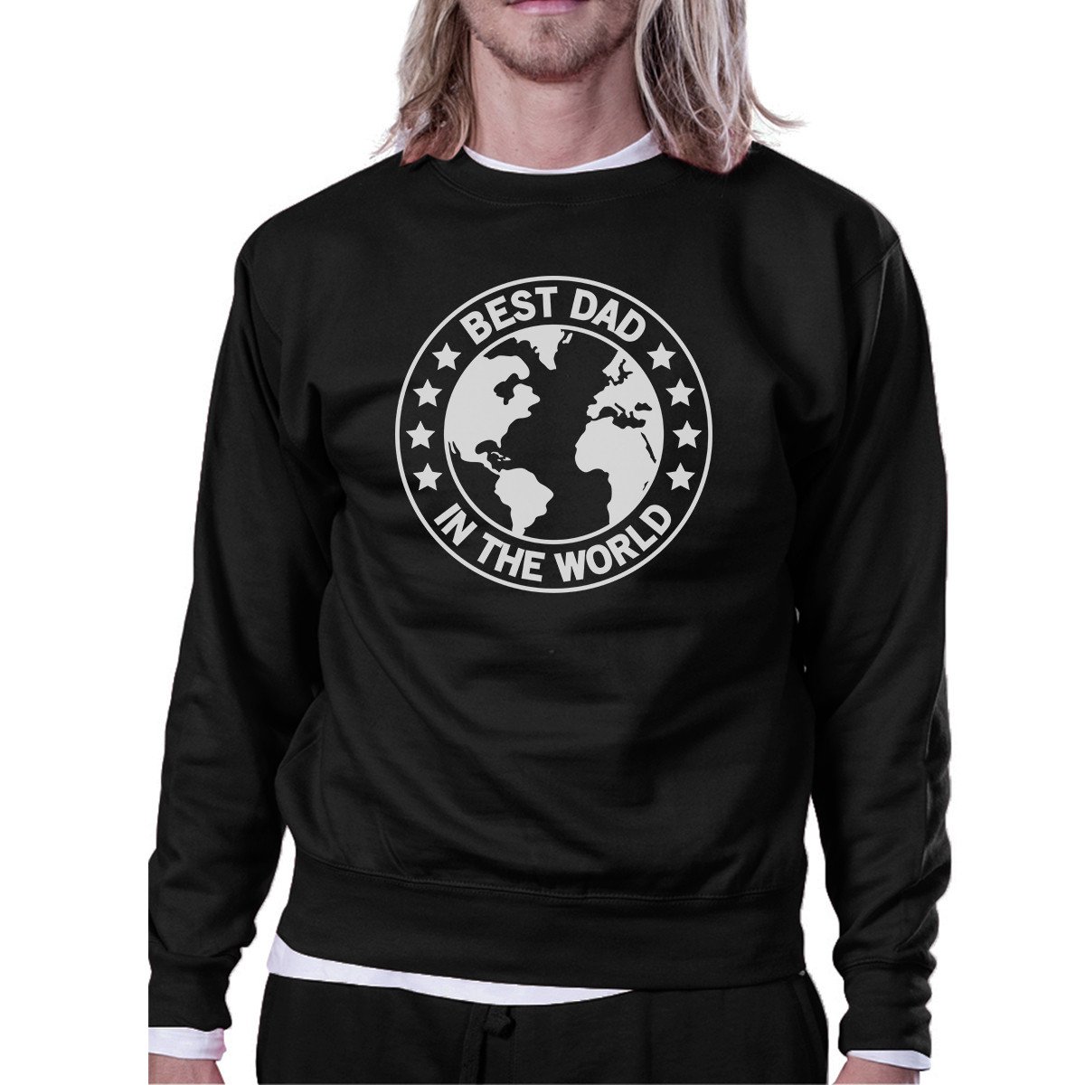 A stylish black unisex sweatshirt with 'World Best Dad' printed on it, made from a comfortable cotton-polyester blend, perfect for Father's Day gifts.