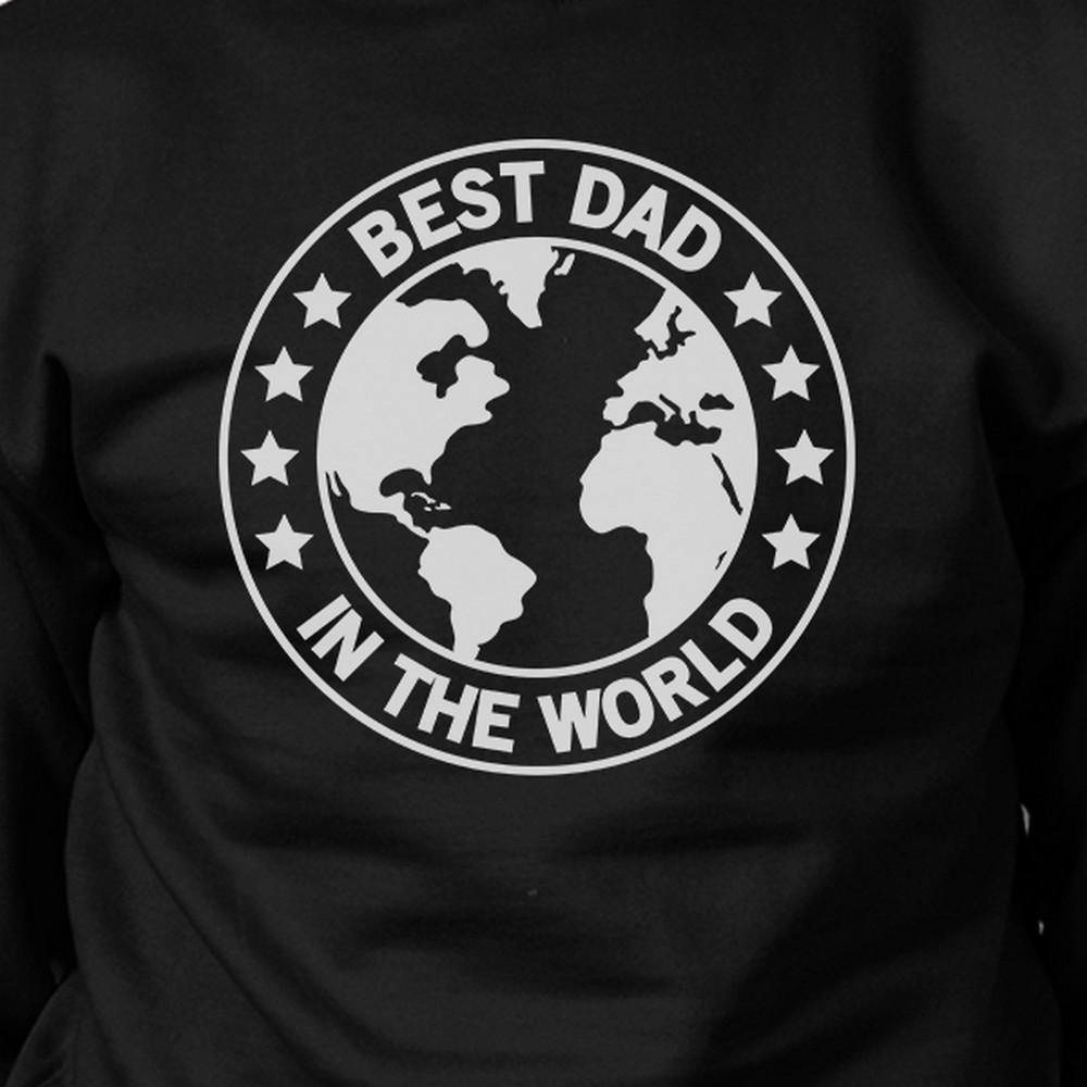 A stylish black unisex sweatshirt with 'World Best Dad' printed on it, made from a comfortable cotton-polyester blend, perfect for Father's Day gifts.