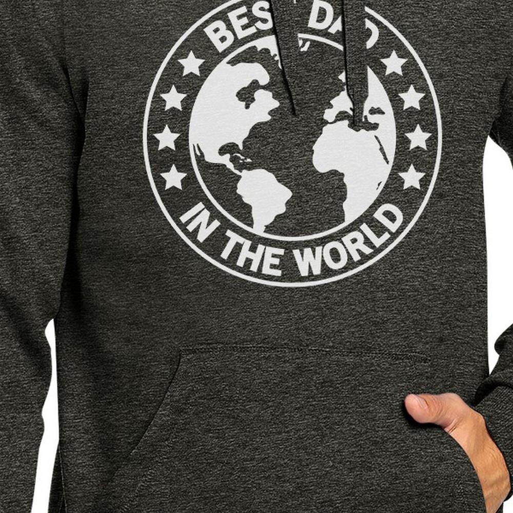 Dark gray unisex hoodie with 'World Best Dad' printed design, perfect for Father's Day gifts.