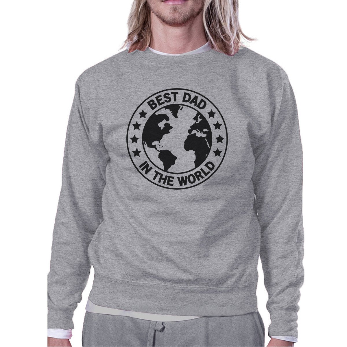 Main World Best Dad Unisex Grey Cute Sweatshirt Perfect image