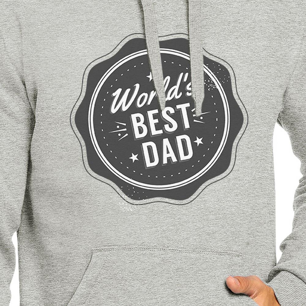 A grey unisex hoodie featuring a funny design that reads 'World's Best Dad', perfect for Father's Day gifts.