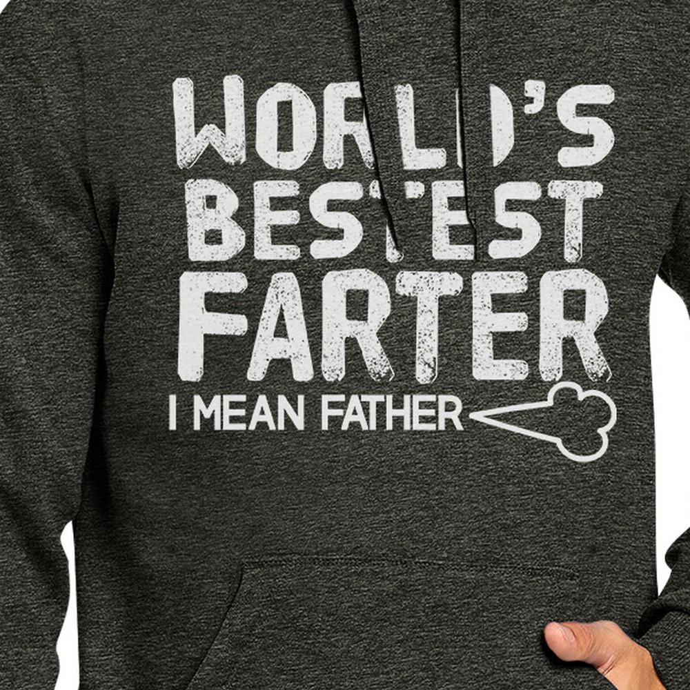 A comfortable and funny hoodie with the text 'World's Bestest Farter' designed for dads, showcasing a casual style.