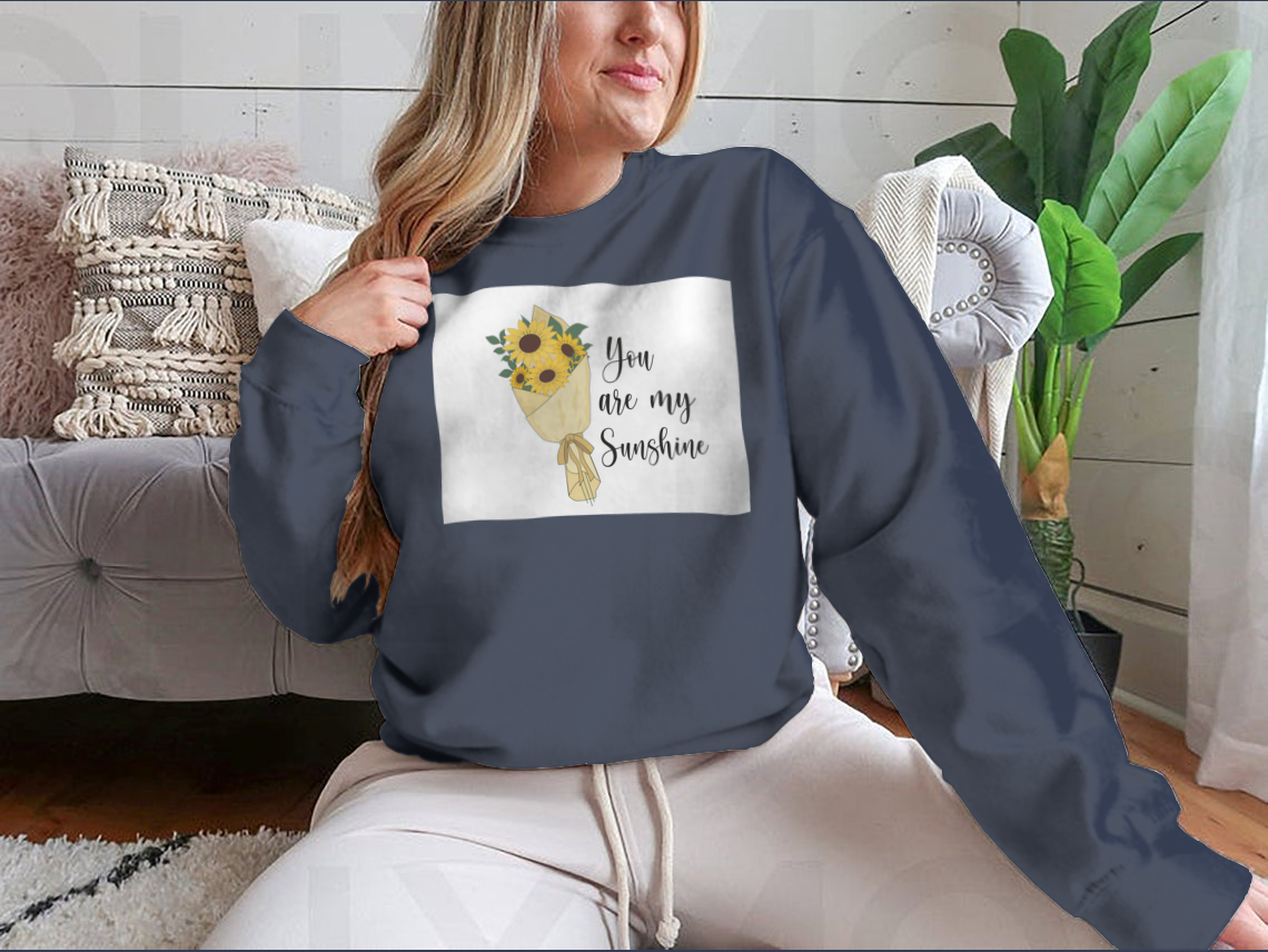 You Are Sunshine Sunflower Watercolor Brush t-shirt featuring a vibrant sunflower design and inspirational quote.