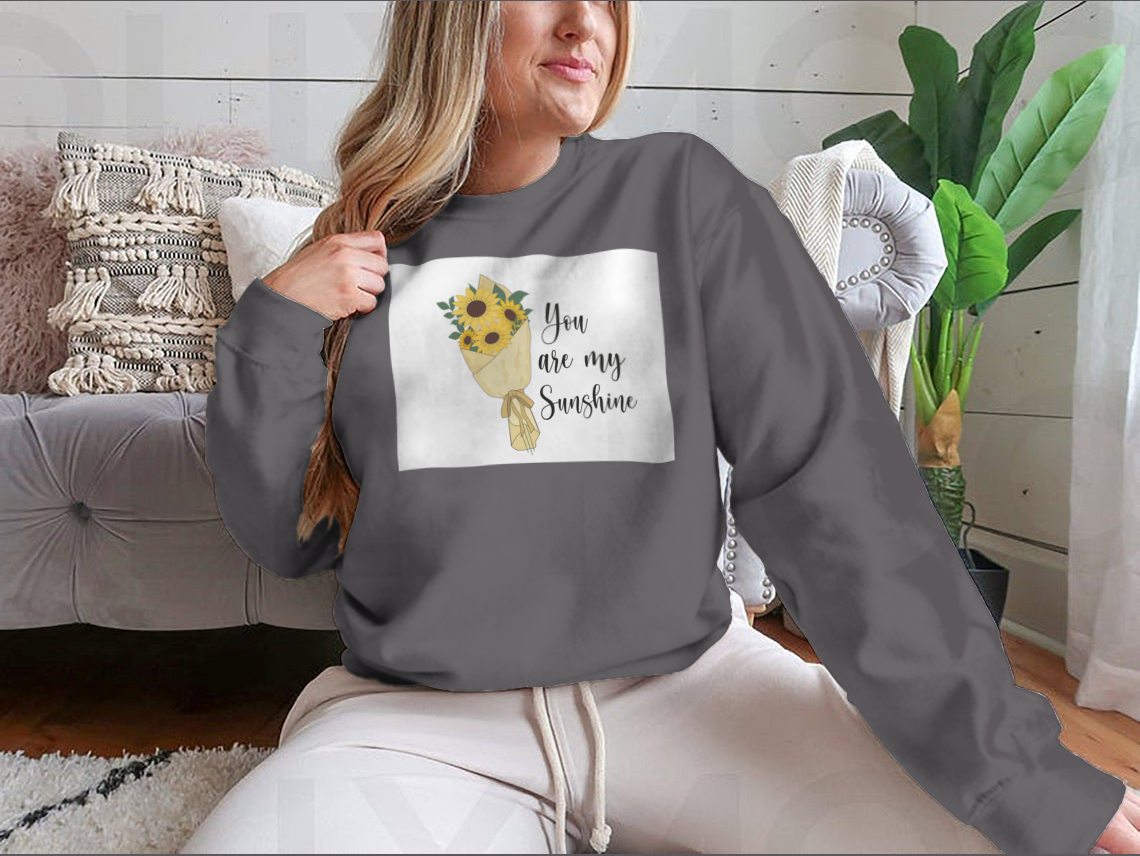 You Are Sunshine Sunflower Watercolor Brush t-shirt featuring a vibrant sunflower design and inspirational quote.