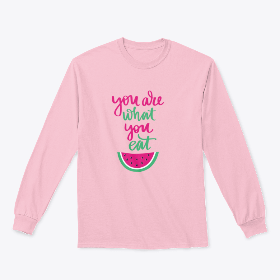A stylish sweatshirt featuring the motivational quote 'You Are What You Eat', made from a comfortable cotton/polyester blend.
