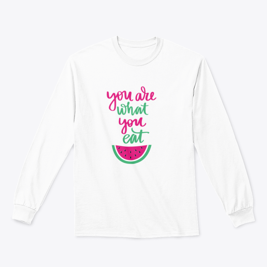 A stylish sweatshirt featuring the motivational quote 'You Are What You Eat', made from a comfortable cotton/polyester blend.