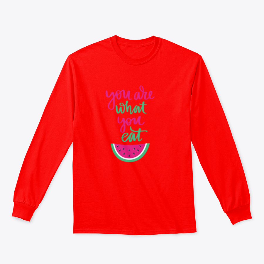 A stylish sweatshirt featuring the motivational quote 'You Are What You Eat', made from a comfortable cotton/polyester blend.