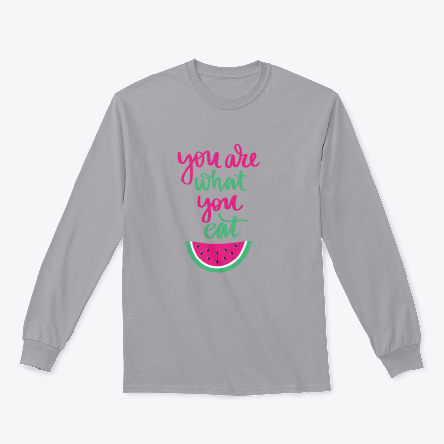A stylish sweatshirt featuring the motivational quote 'You Are What You Eat', made from a comfortable cotton/polyester blend.