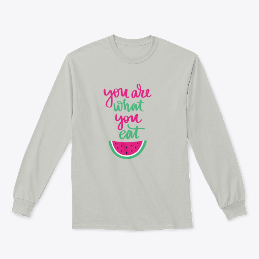 A stylish sweatshirt featuring the motivational quote 'You Are What You Eat', made from a comfortable cotton/polyester blend.