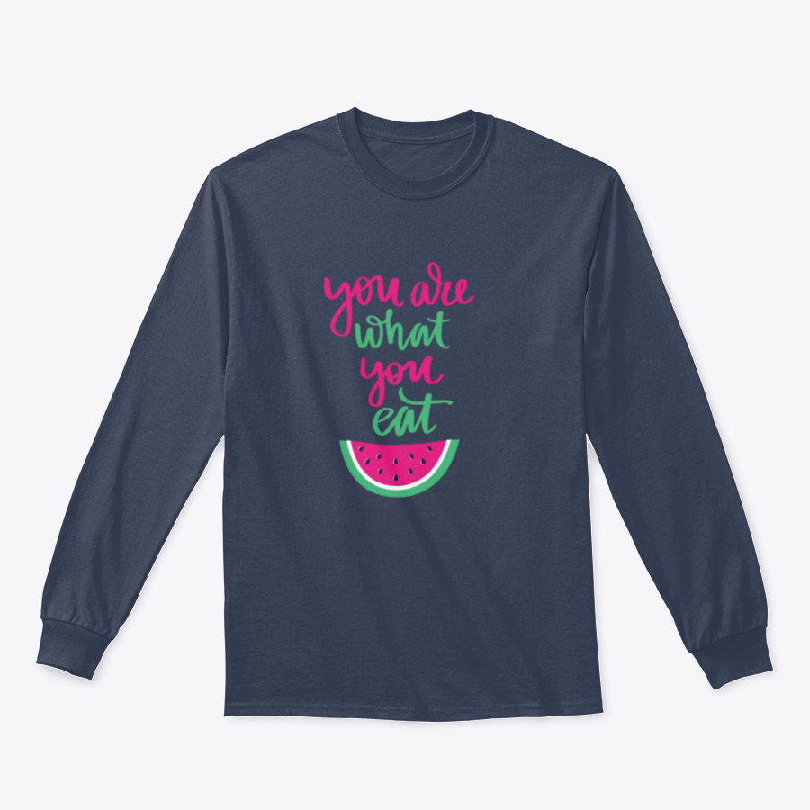 A stylish sweatshirt featuring the motivational quote 'You Are What You Eat', made from a comfortable cotton/polyester blend.