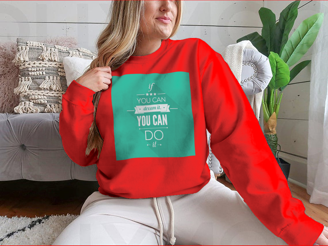 You Can Do It sweatshirt featuring a motivational design, made from a soft cotton-polyester blend, displayed on a neutral background.