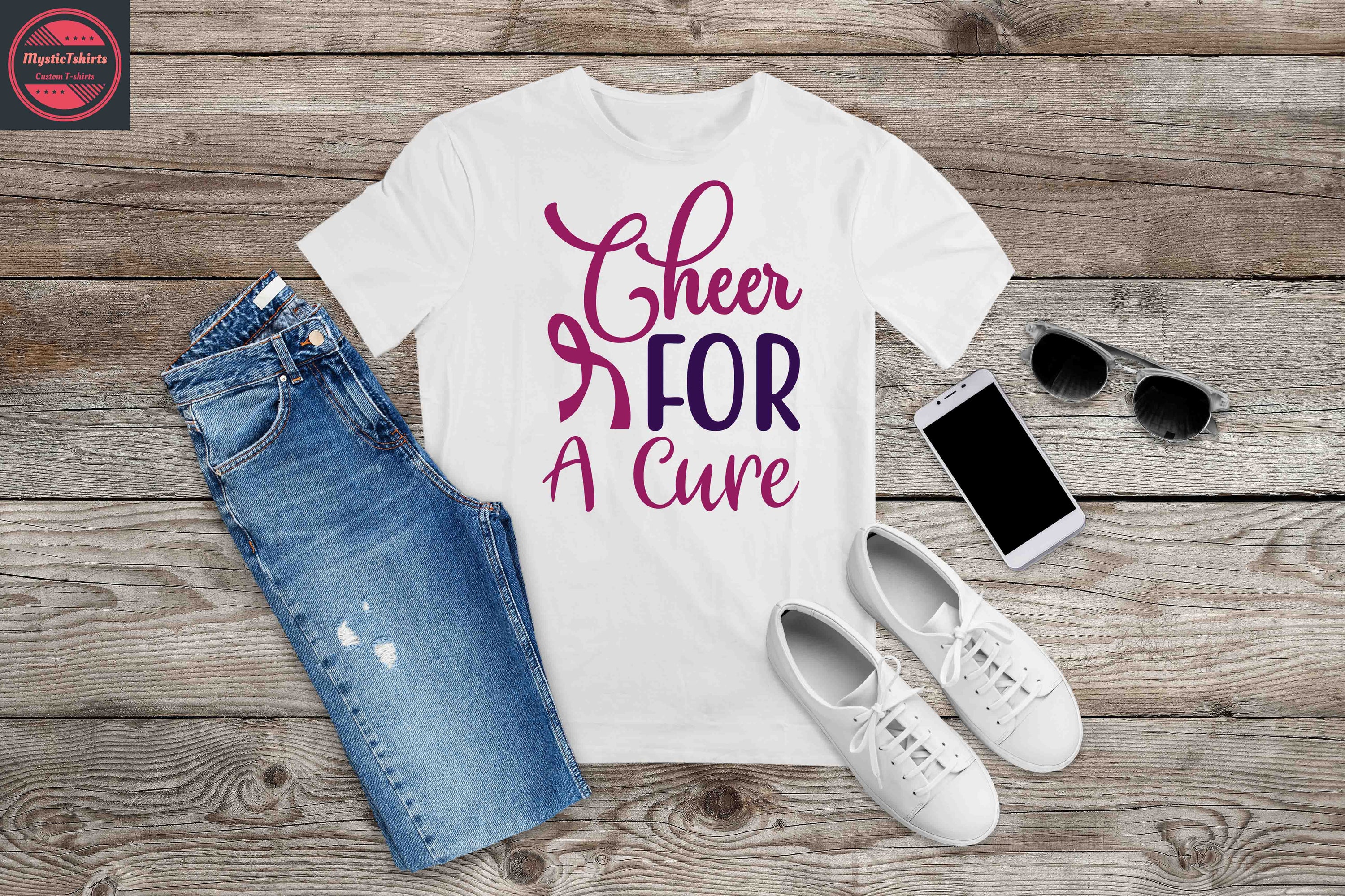 Custom Cancer Awareness shirt featuring vibrant colors and personalized design options, perfect for events.