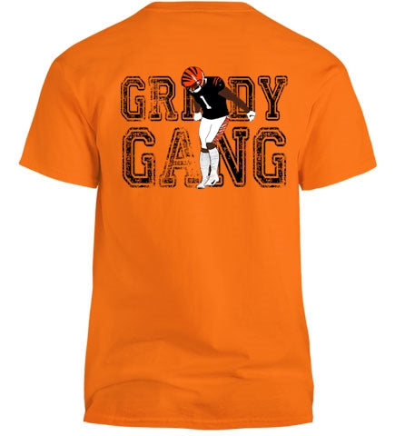 A stylish #1 Griddy Gang T-Shirt featuring Ja'marr's gritty game design on the back, perfect for sports fans.