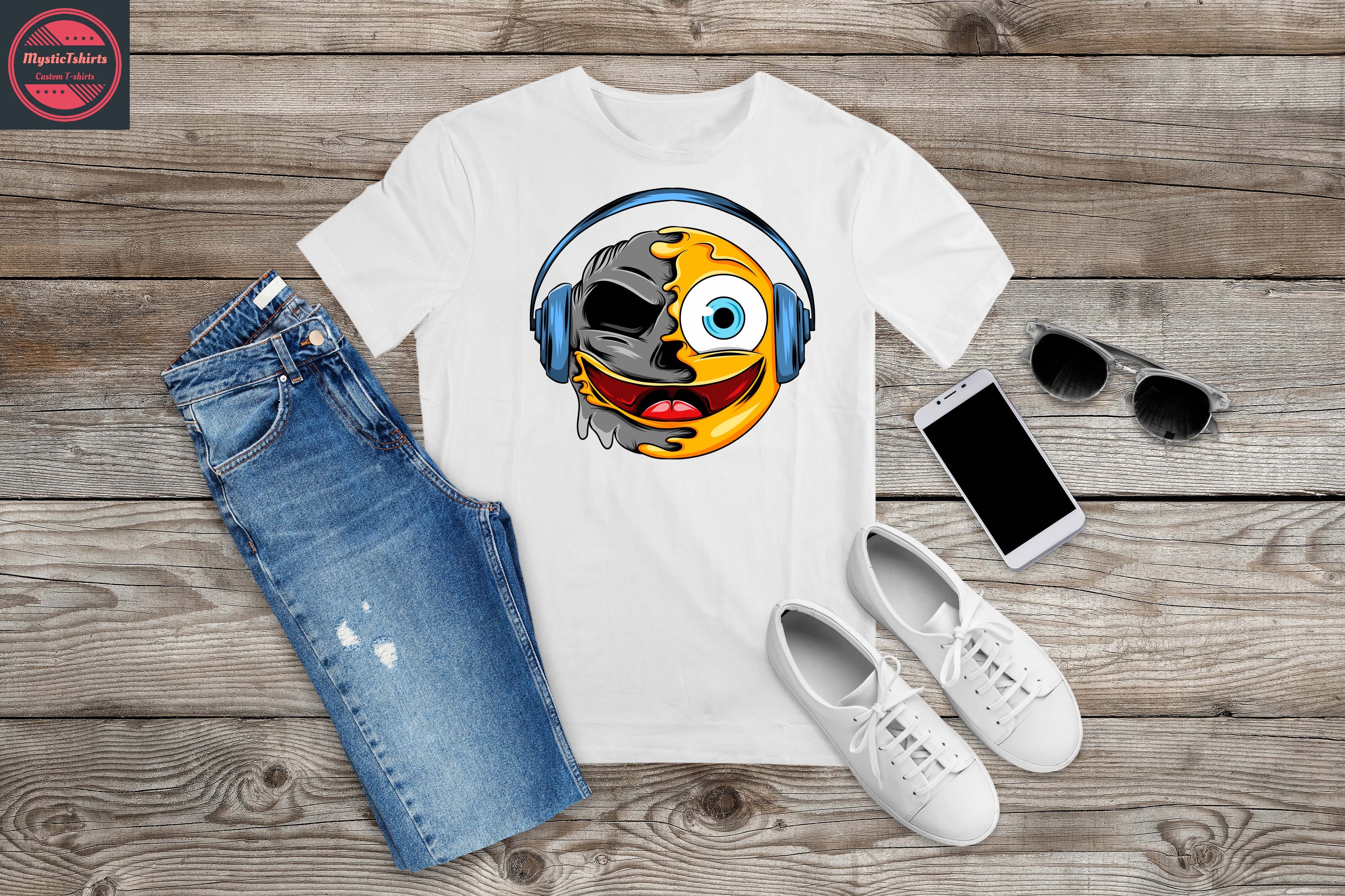 A vibrant CRAZY FACE personalized T-Shirt featuring custom text, showcasing high-quality fabric and eco-friendly printing.
