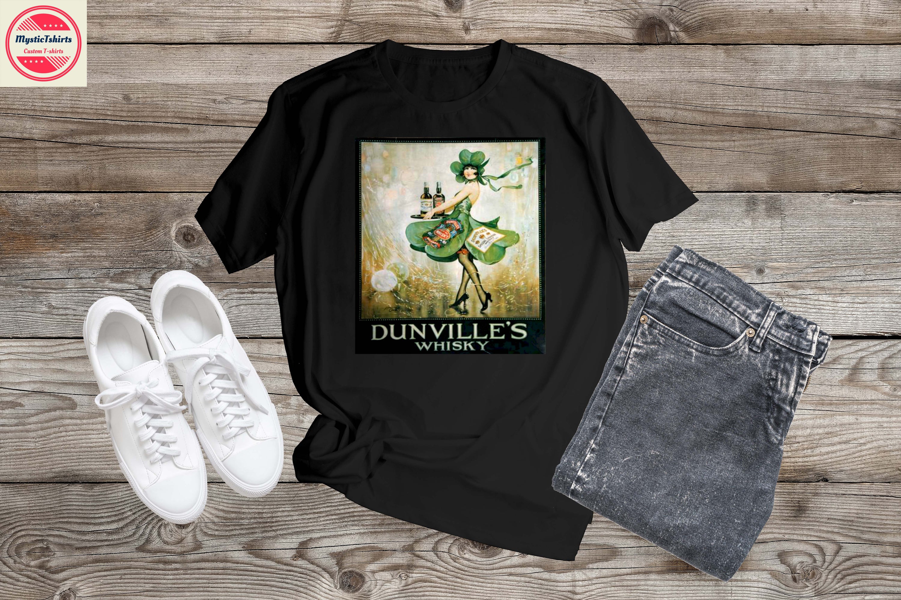 Custom Dunville's Whisky T-shirt featuring personalized design options, eco-friendly printing, and high-quality fabric.