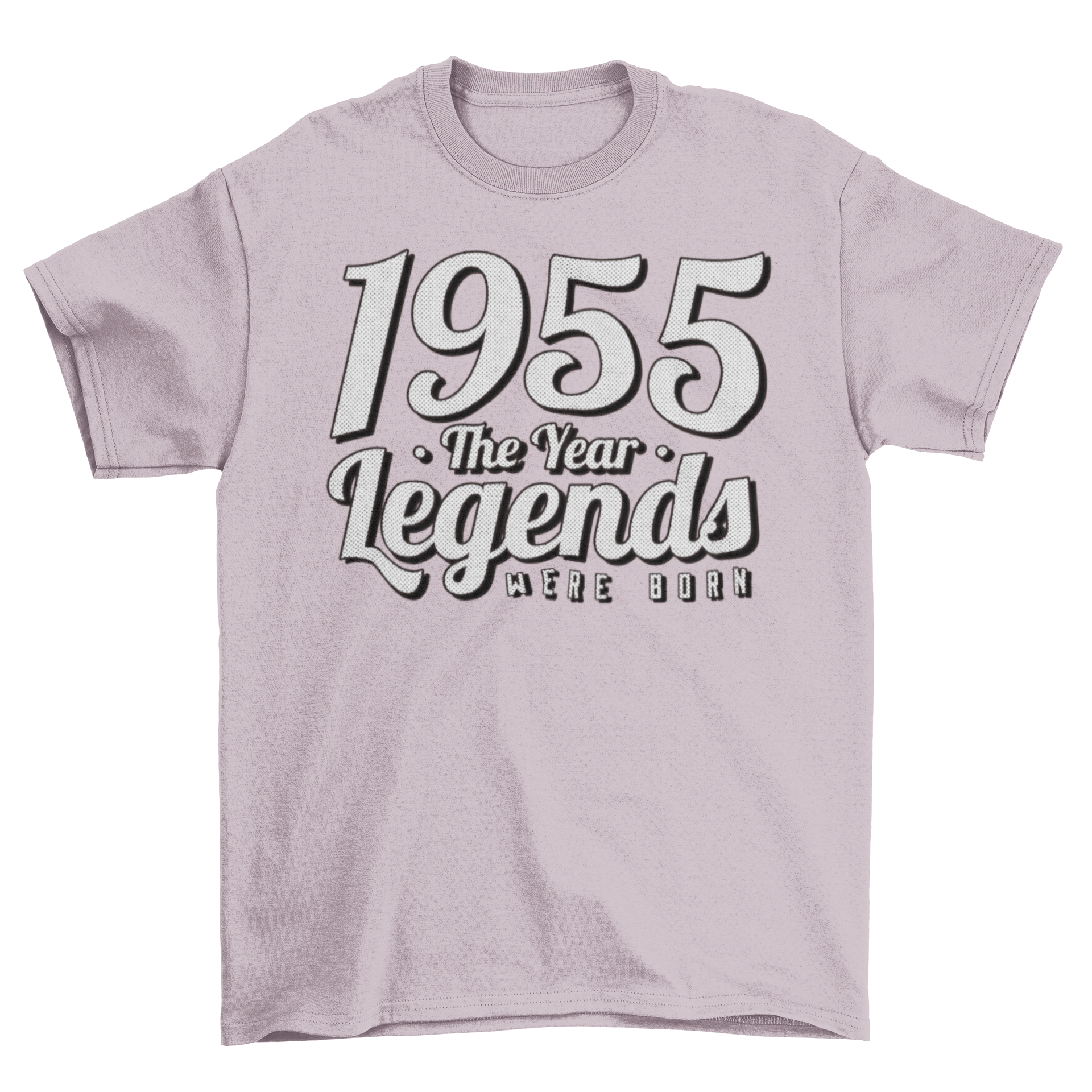 1955 Legends Lettering T-Shirt featuring bold quote design in stylish font.