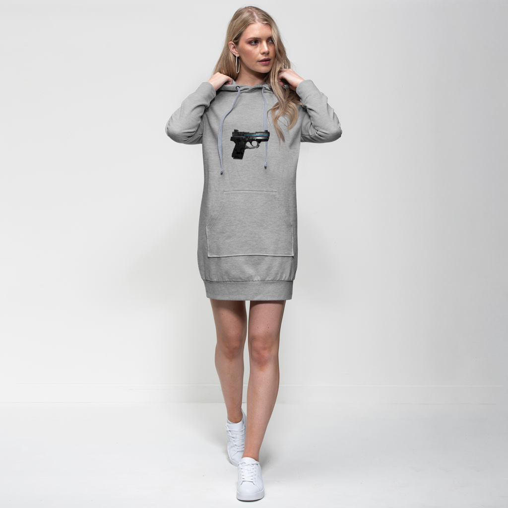 22 Calibur Premium Adult Hoodie Dress featuring a stylish hood, kangaroo pocket, and ribbed sleeves, made from soft cotton blend fabric.