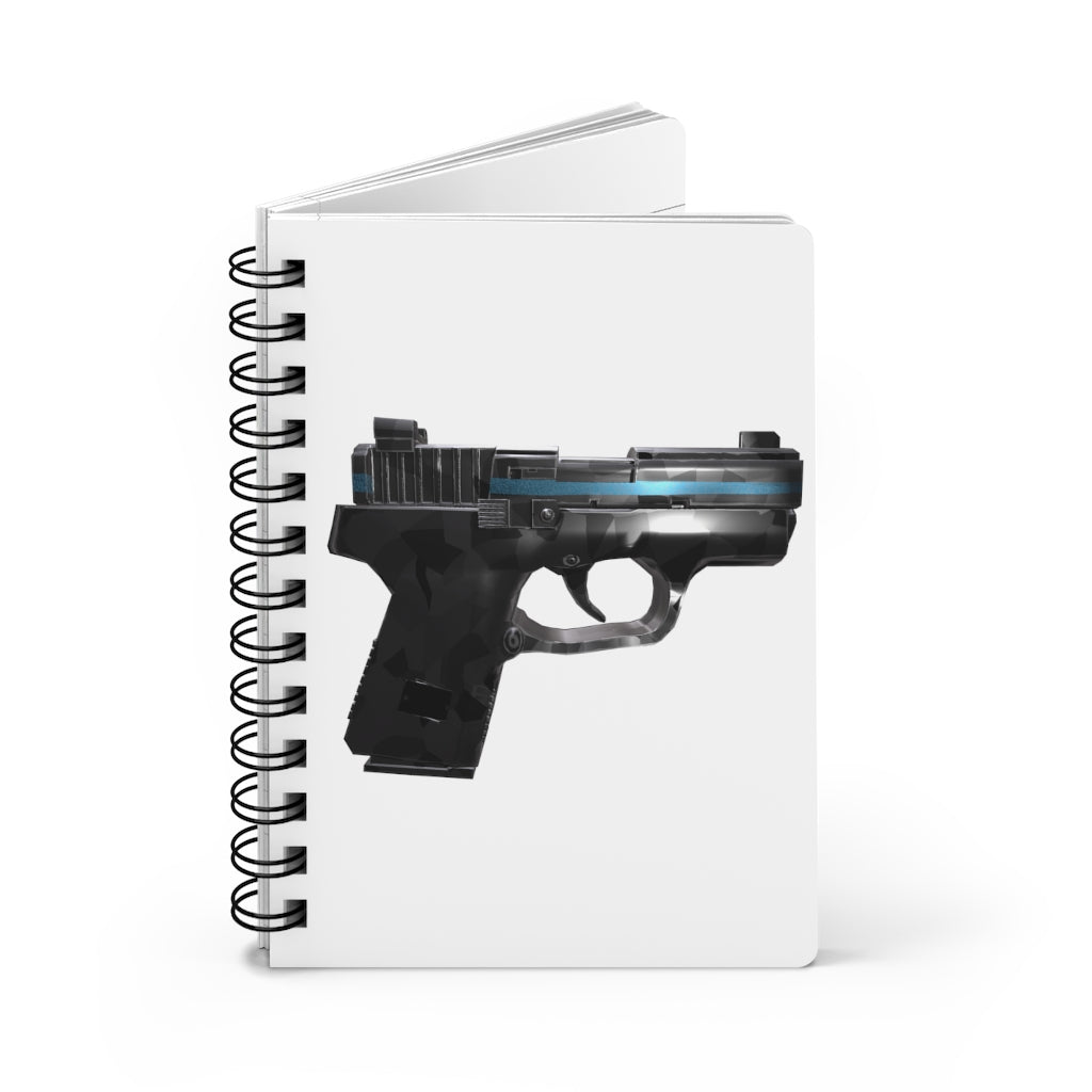 22 Calibur Spiral Bound Journal with glossy laminated cover and lined pages, showcasing its stylish design and compact size.