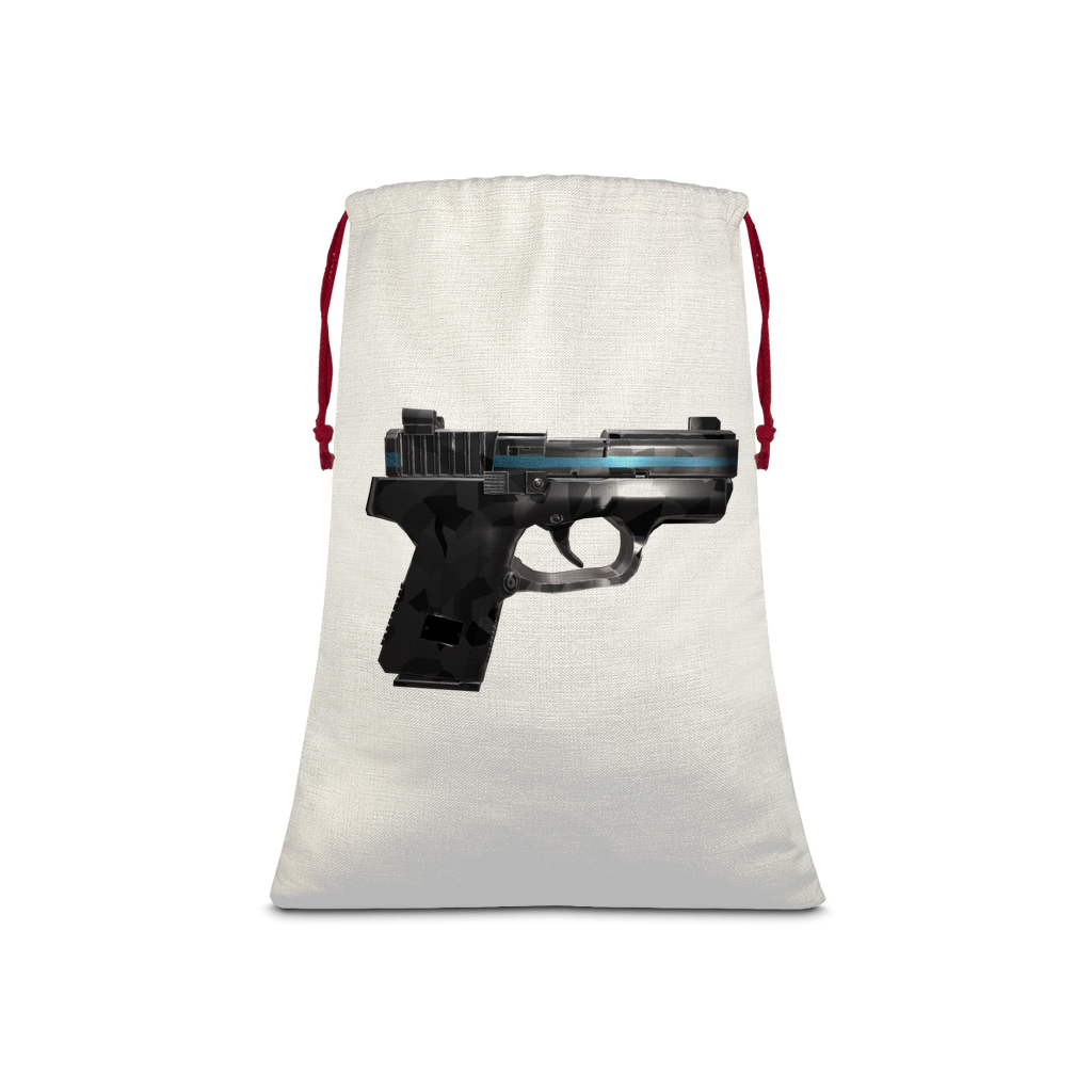 22 Calibur Sublimation Linen Drawstring Sack with red drawstring, showcasing its linen texture and eco-friendly print.