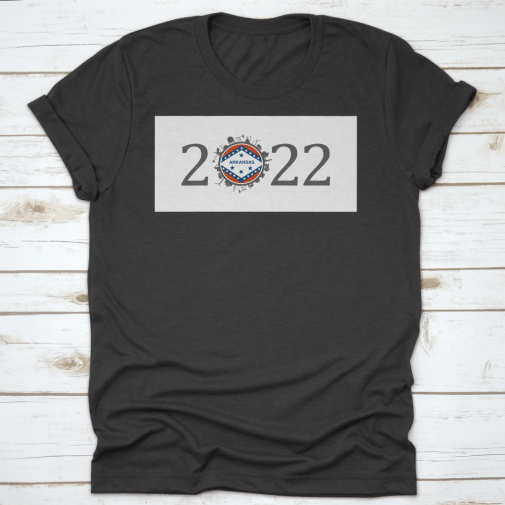 2022 Year Number T-shirt featuring industrial environment icons around the zero digit, made from 100% cotton.