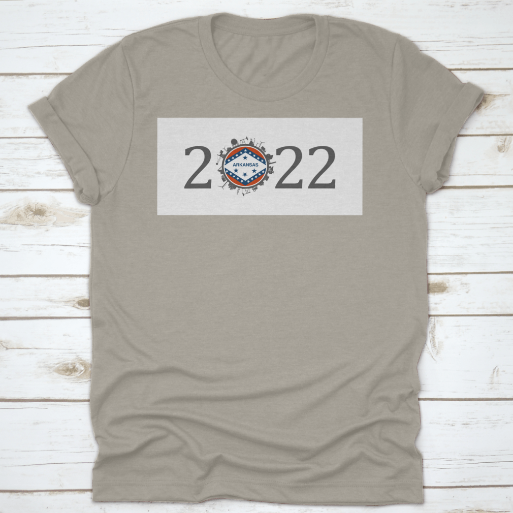 2022 Year Number T-shirt featuring industrial environment icons around the zero digit, made from 100% cotton.
