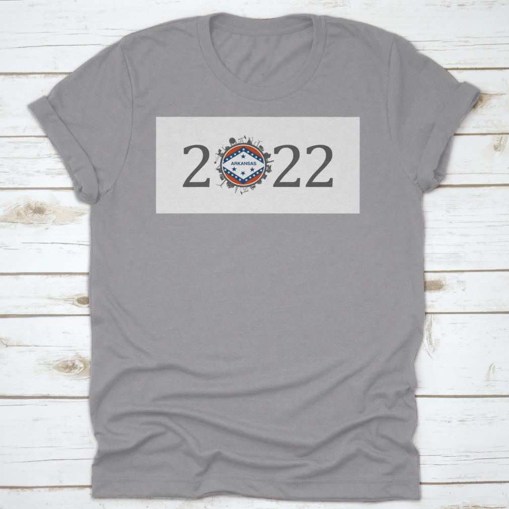 2022 Year Number T-shirt featuring industrial environment icons around the zero digit, made from 100% cotton.