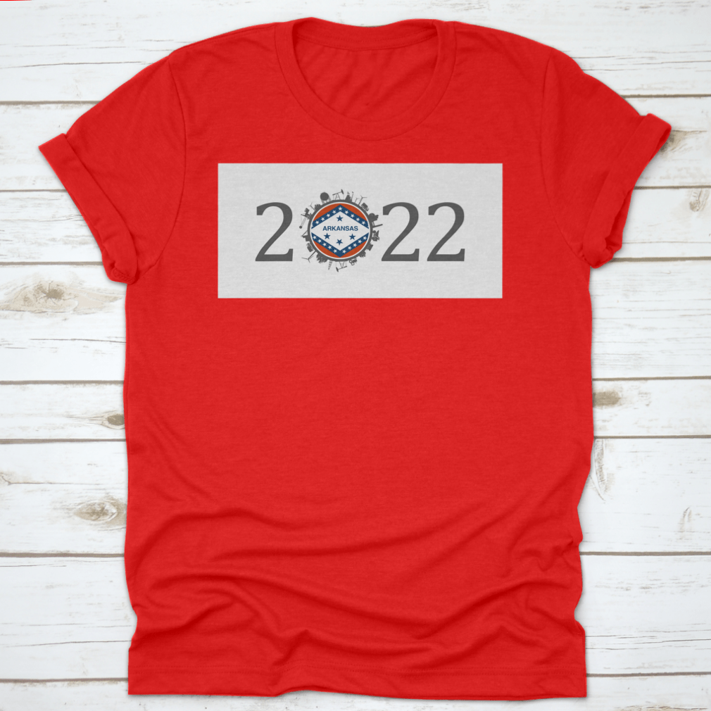 2022 Year Number T-shirt featuring industrial environment icons around the zero digit, made from 100% cotton.