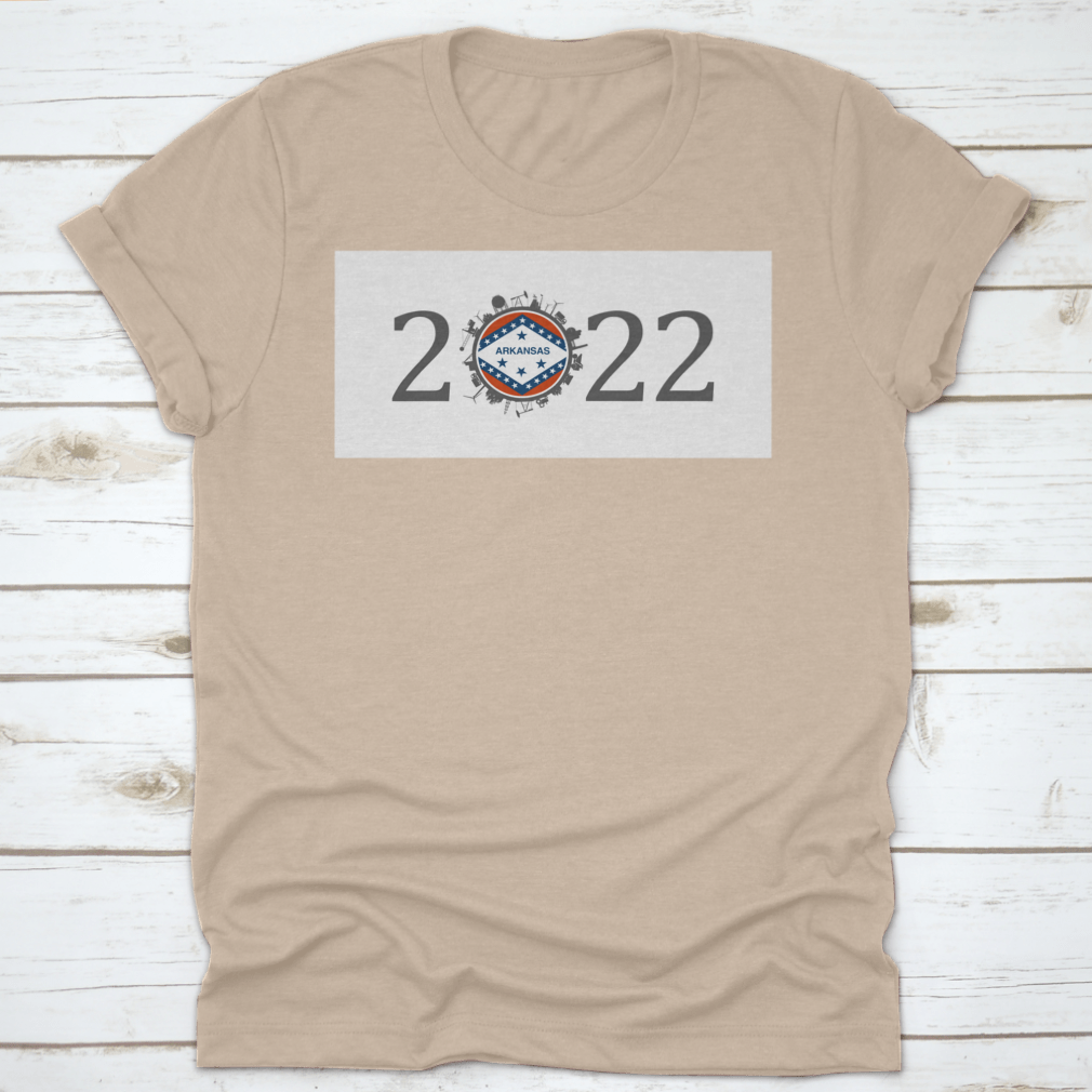 2022 Year Number T-shirt featuring industrial environment icons around the zero digit, made from 100% cotton.