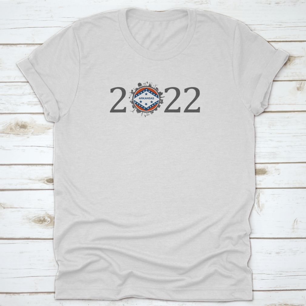 2022 Year Number T-shirt featuring industrial environment icons around the zero digit, made from 100% cotton.