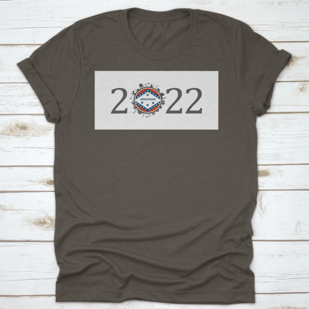 2022 Year Number T-shirt featuring industrial environment icons around the zero digit, made from 100% cotton.