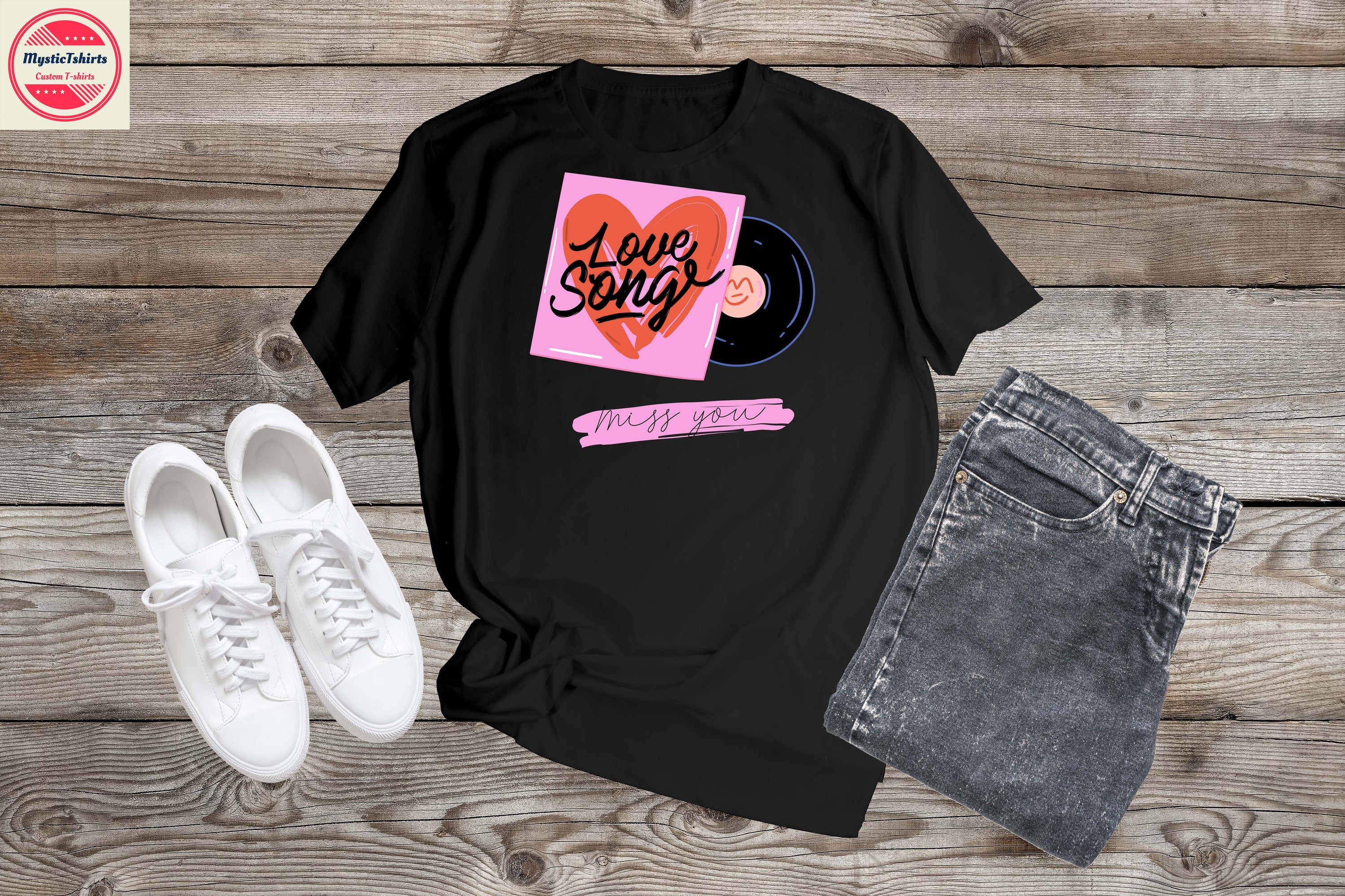 Custom made LOVE/VALENTINE love song shirt featuring vibrant colors and unique design, perfect for expressing love.