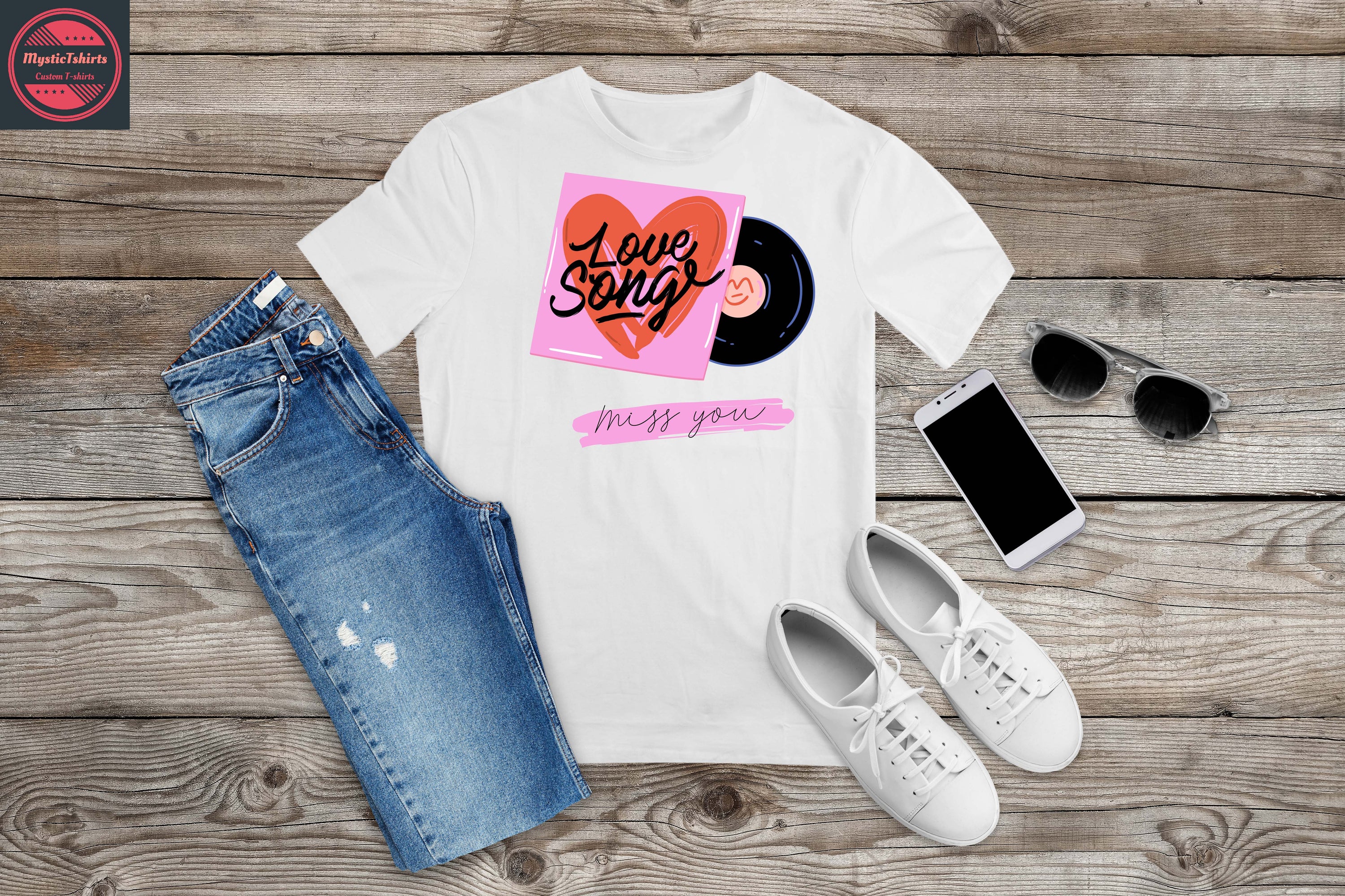Custom made LOVE/VALENTINE love song shirt featuring vibrant colors and unique design, perfect for expressing love.