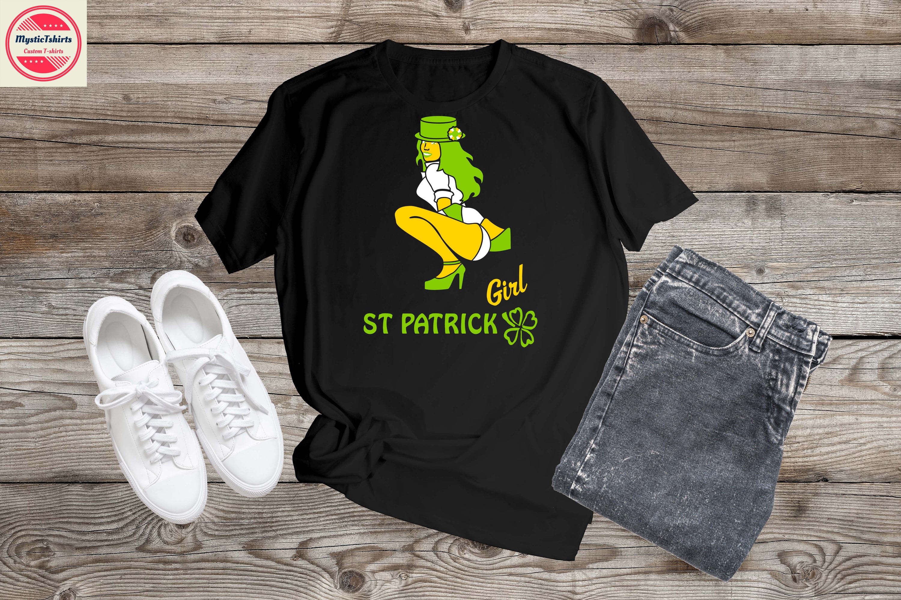 Custom St. Patrick's Day shirt featuring vibrant green color and personalized design options, perfect for festive celebrations.