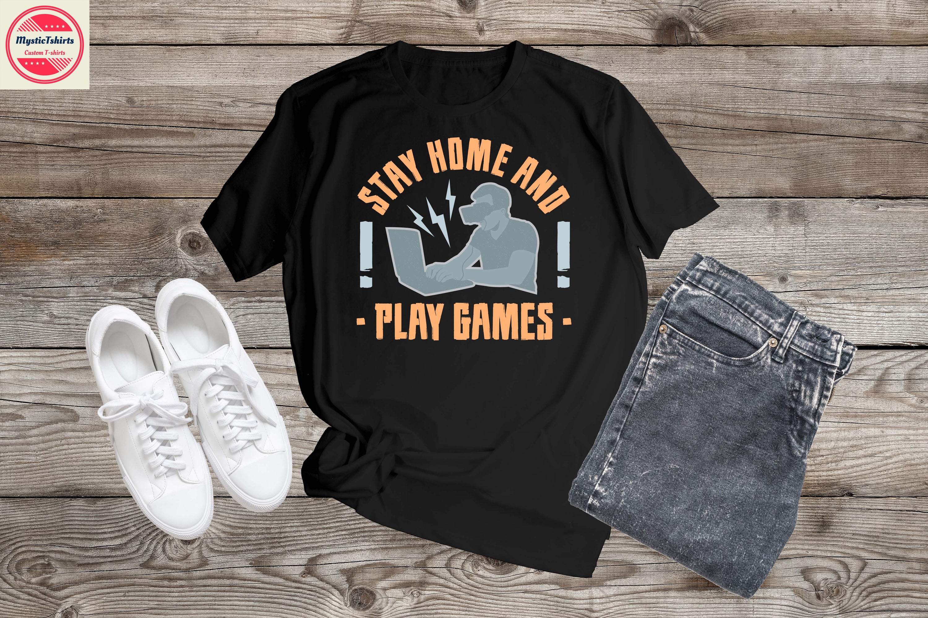 Custom made shirt featuring gaming theme, perfect for home use.
