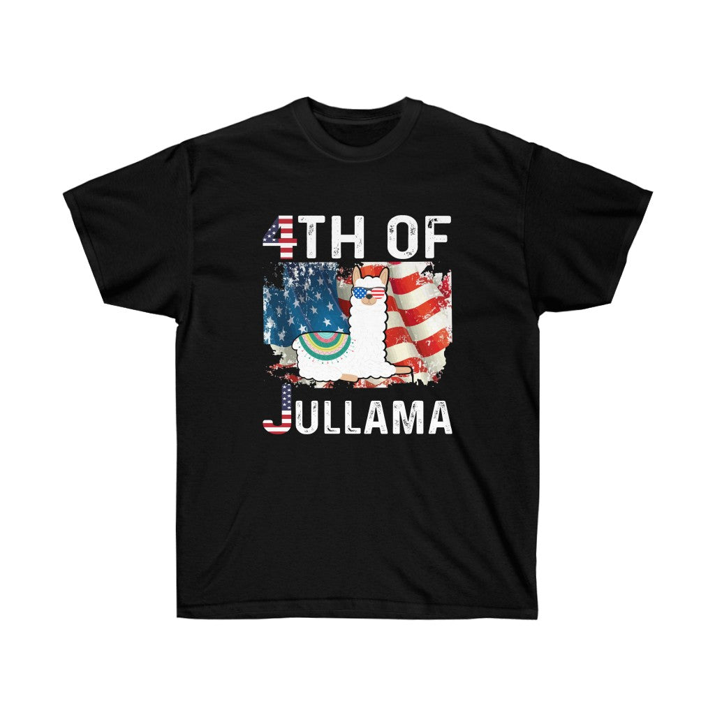4th of Jullama T-Shirt featuring a vibrant vinyl print, made from 100% soft cotton, designed for comfort and style.