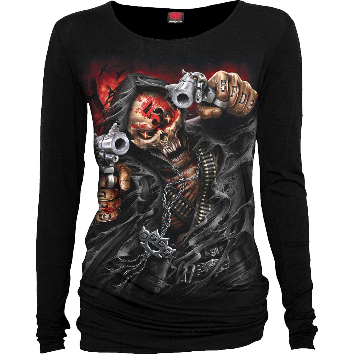 5FDP Assassin Band Baggy Top in black featuring iconic artwork, perfect for fans of Five Finger Death Punch.