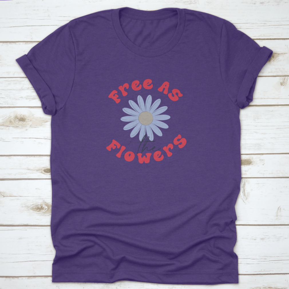 A stylish 70's retro t-shirt featuring a groovy slogan and a hand-drawn daisy graphic, perfect for hipster fashion enthusiasts.