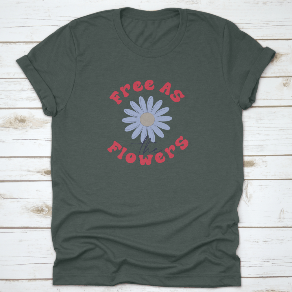 A stylish 70's retro t-shirt featuring a groovy slogan and a hand-drawn daisy graphic, perfect for hipster fashion enthusiasts.