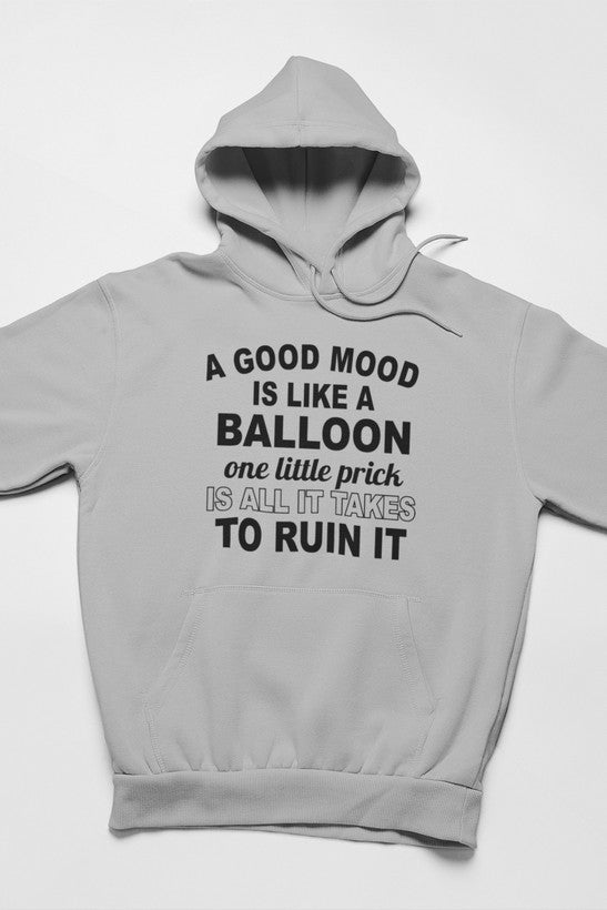 A cozy A Good Mood Hoodie featuring unique designs by top artists, showcasing its adjustable hood and warm fleece lining.