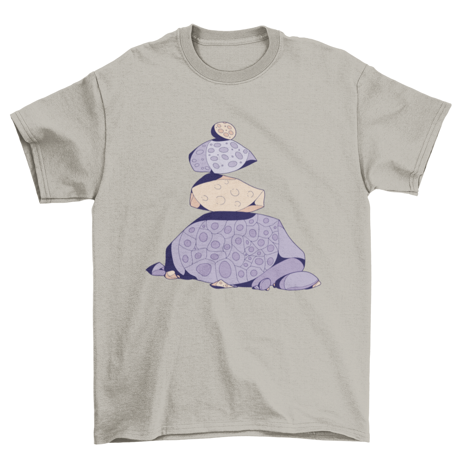 A stylish Purple Stone Pile Nature T-Shirt featuring a vibrant design of petoskey stones.