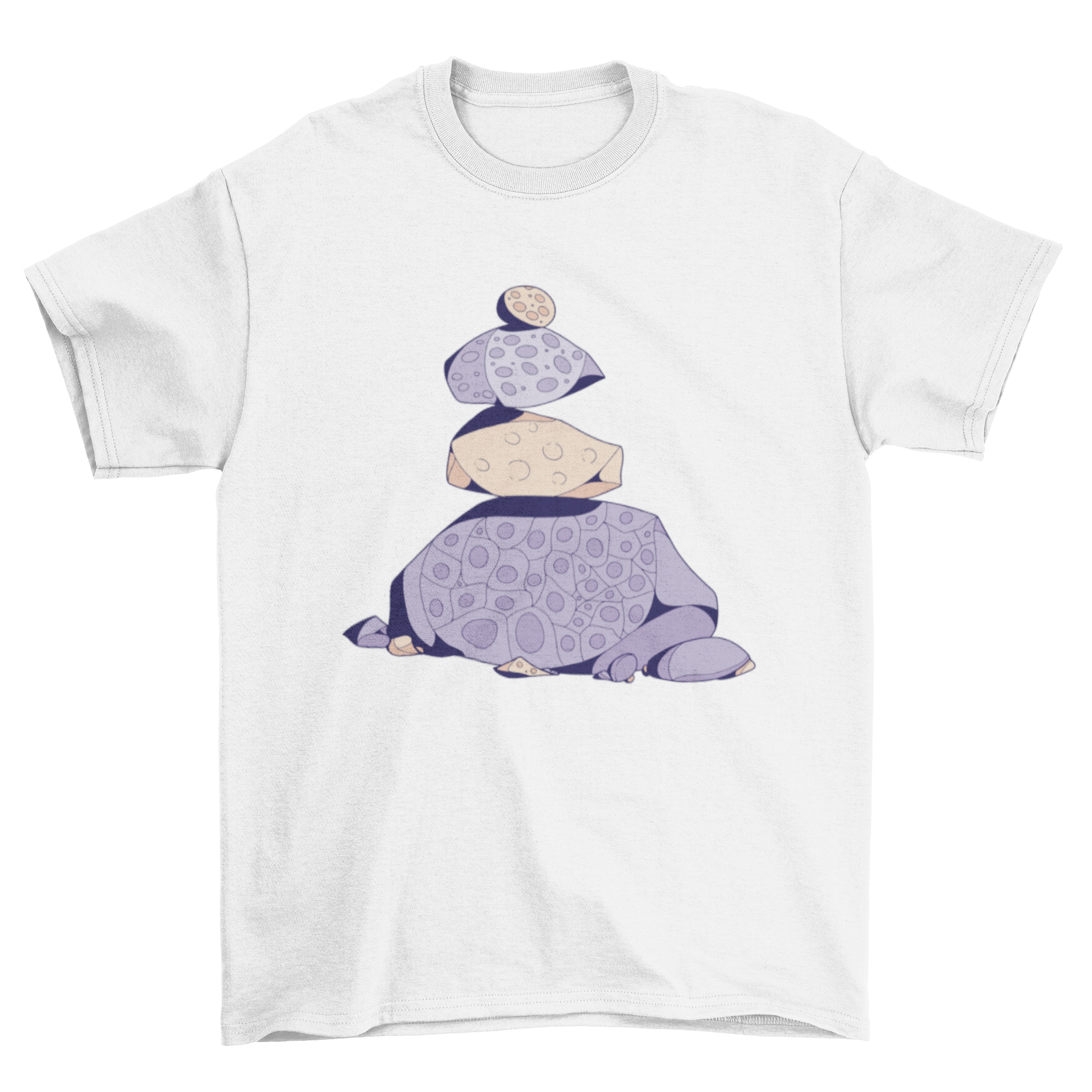 A stylish Purple Stone Pile Nature T-Shirt featuring a vibrant design of petoskey stones.
