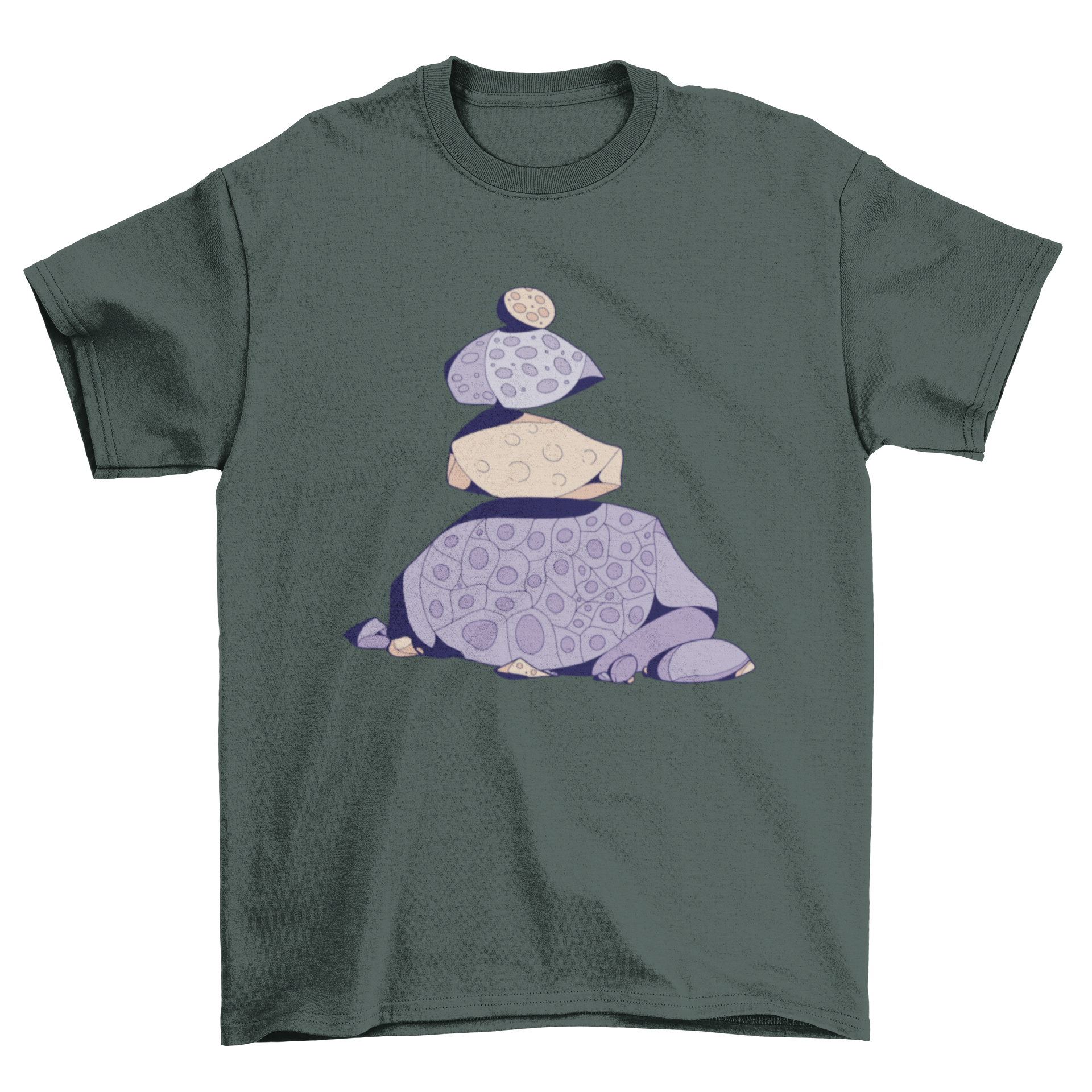 A stylish Purple Stone Pile Nature T-Shirt featuring a vibrant design of petoskey stones.